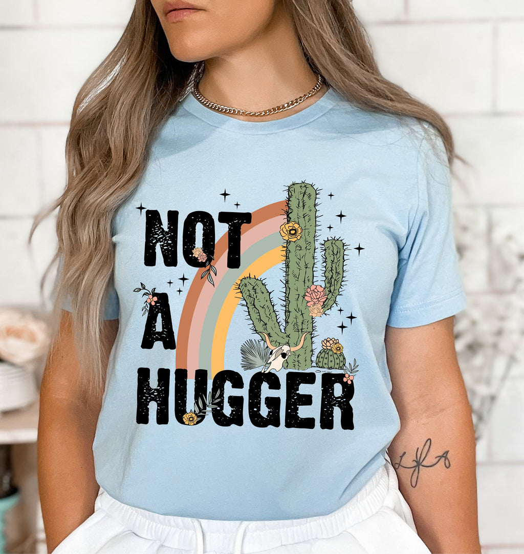 Not A Hugger Cactus Shirt: Retro Western Graphic Tee