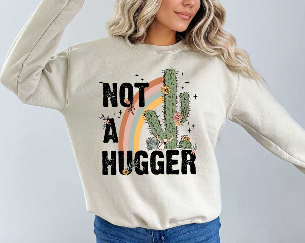 Not A Hugger Cactus Shirt: Retro Western Graphic Tee