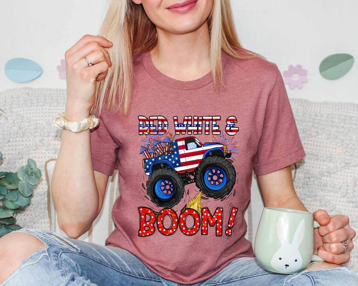 Red White Boom 4th of July Shirt: Stars & Stripes USA Tee