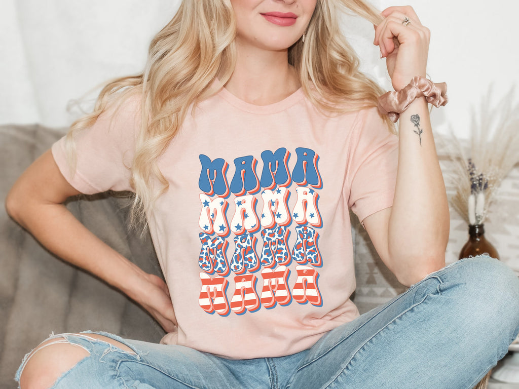 Retro American Mama 4th of July Shirt