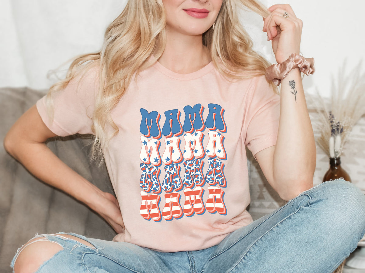 Retro American Mama 4th of July Shirt