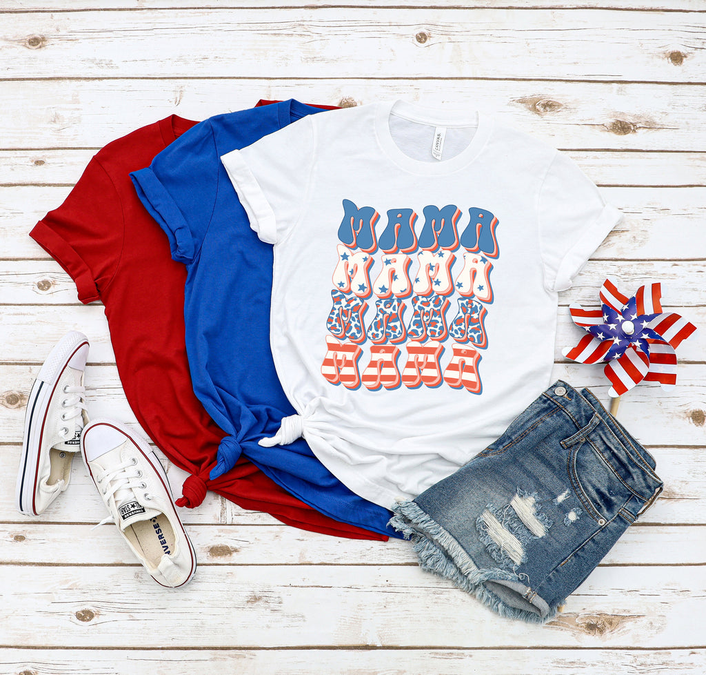 Retro American Mama 4th of July Shirt
