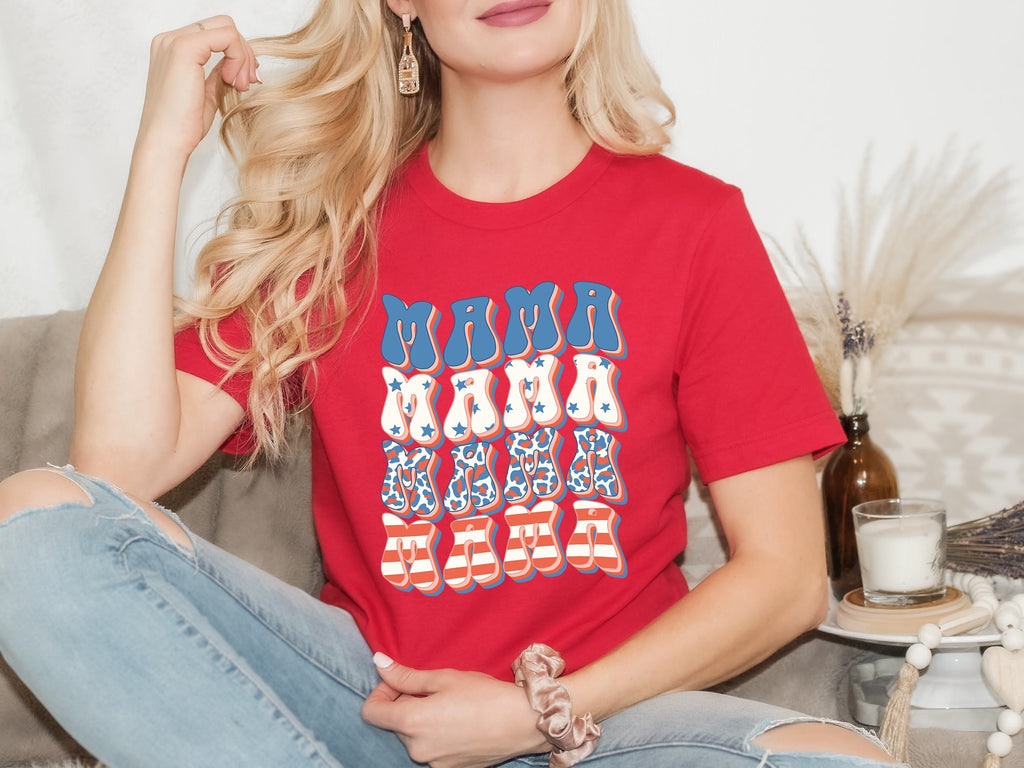 Retro American Mama 4th of July Shirt