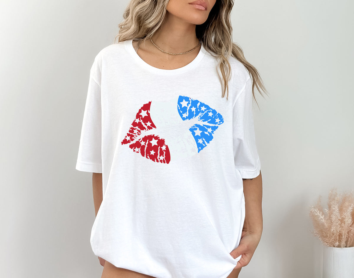 Retro USA Lips Shirt: 4th of July American Flag Tee