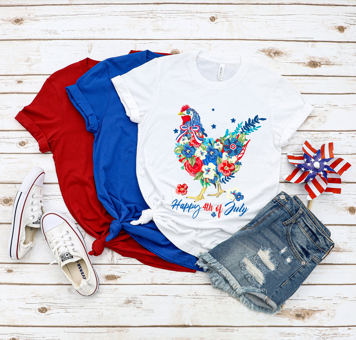 Stars and Stripes Chicken 4th of July Shirt