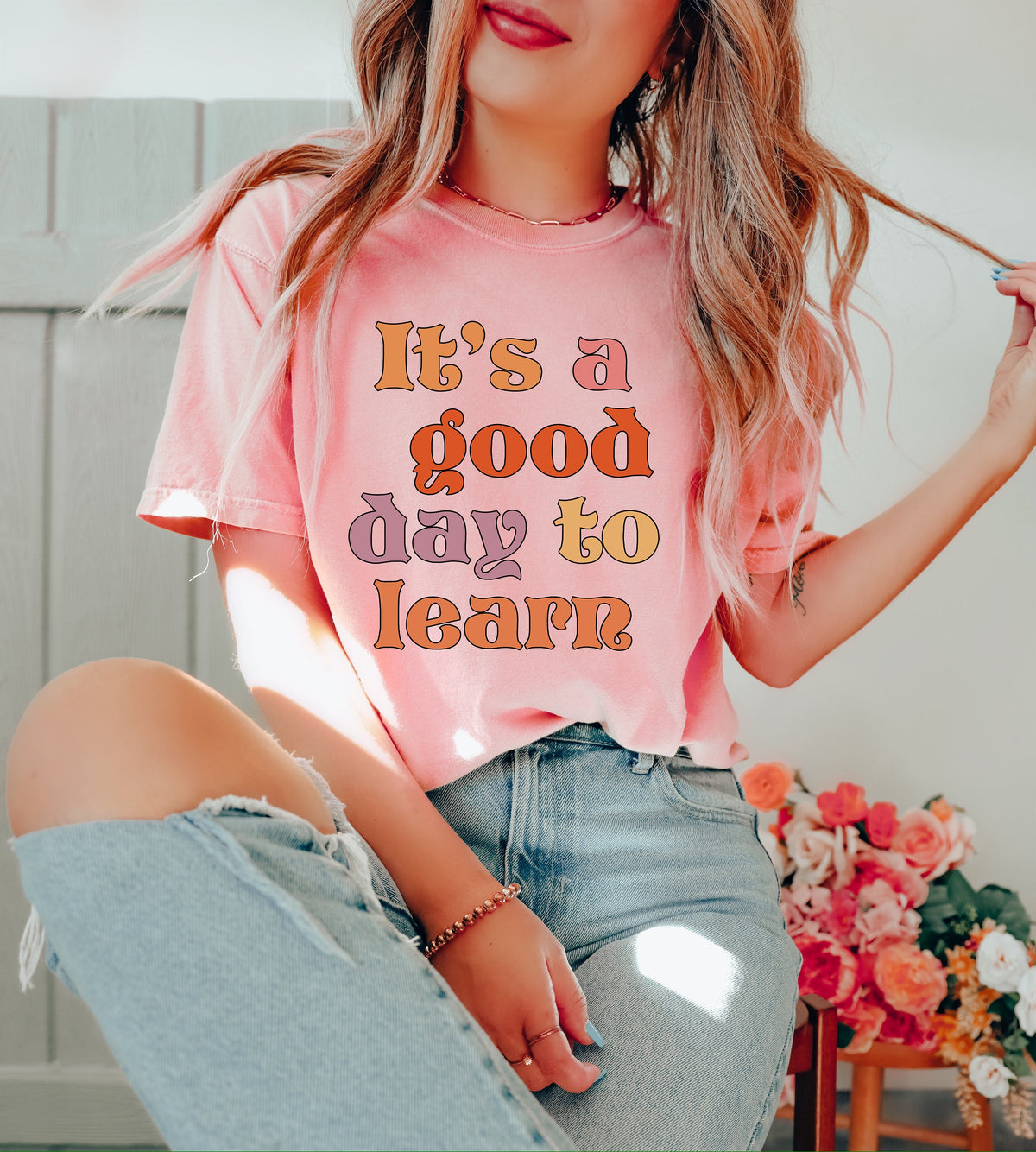 Retro Teacher Shirt: Good Day to Learn, Teach Love Inspire