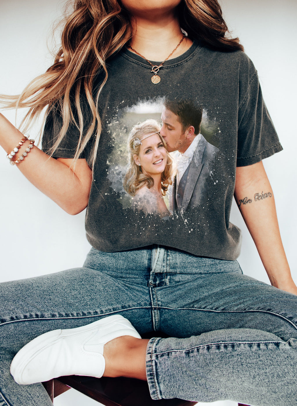 Personalized Watercolor Photo Shirt: Custom Family Picture Tee