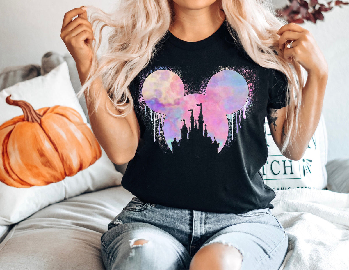Watercolor Castle Mouse Ear Shirt - Matching Family Vacation Tee