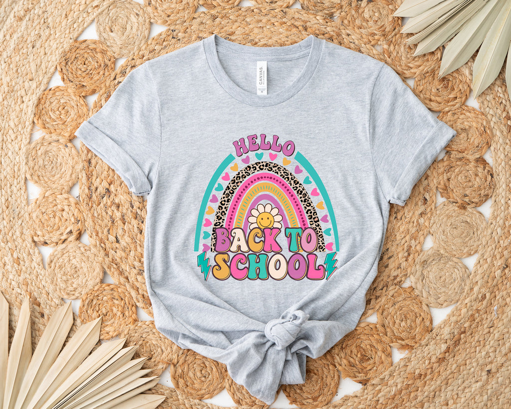 Back to School Teacher T-Shirt: Retro Rainbow Design