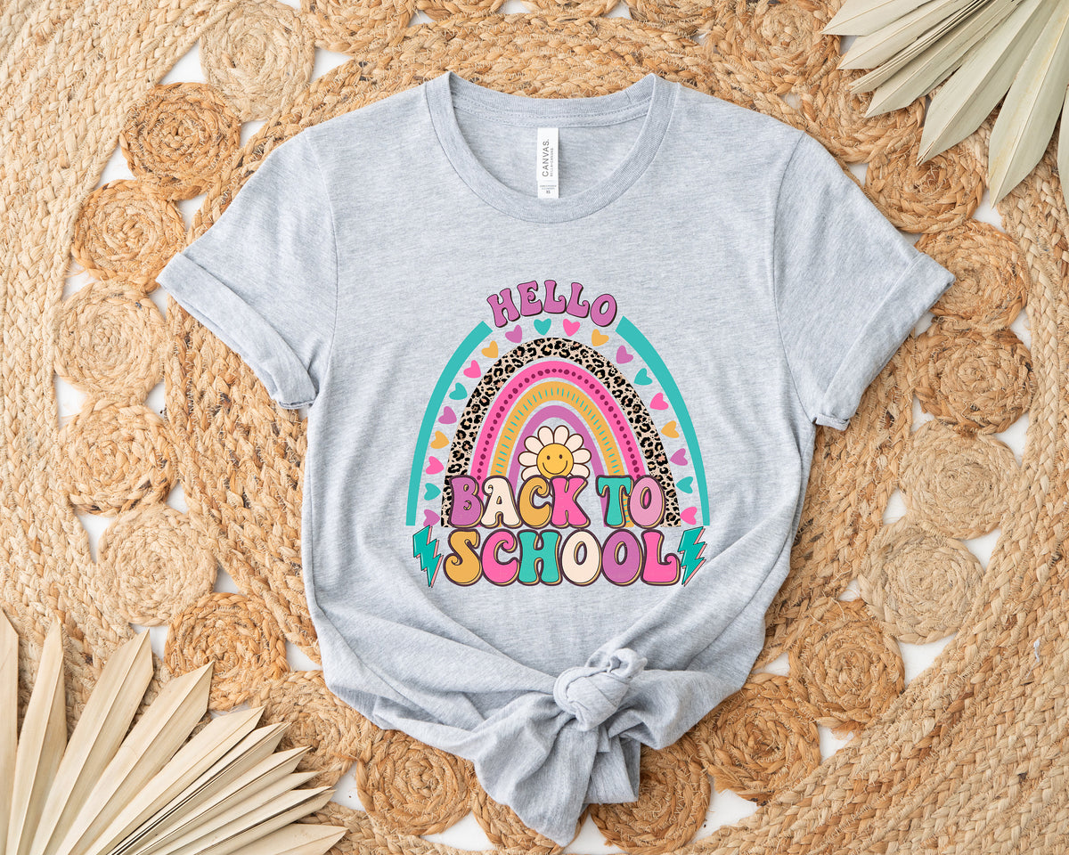 Back to School Teacher T-Shirt: Retro Rainbow Design