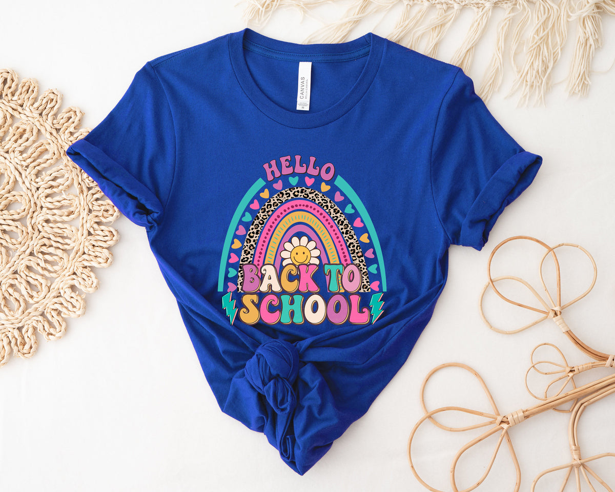 Back to School Teacher T-Shirt: Retro Rainbow Design