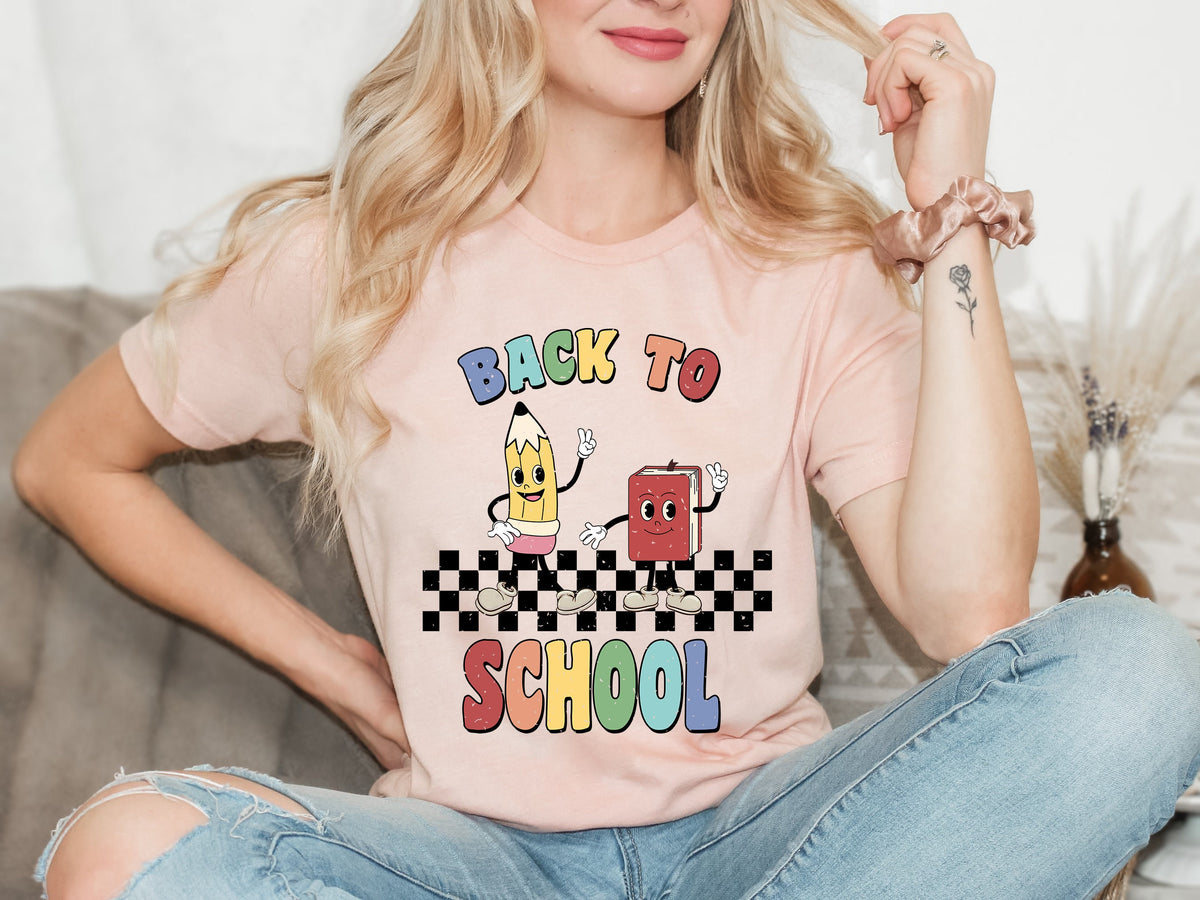 Back To School Teacher Shirt: Retro Pencil & Book Design