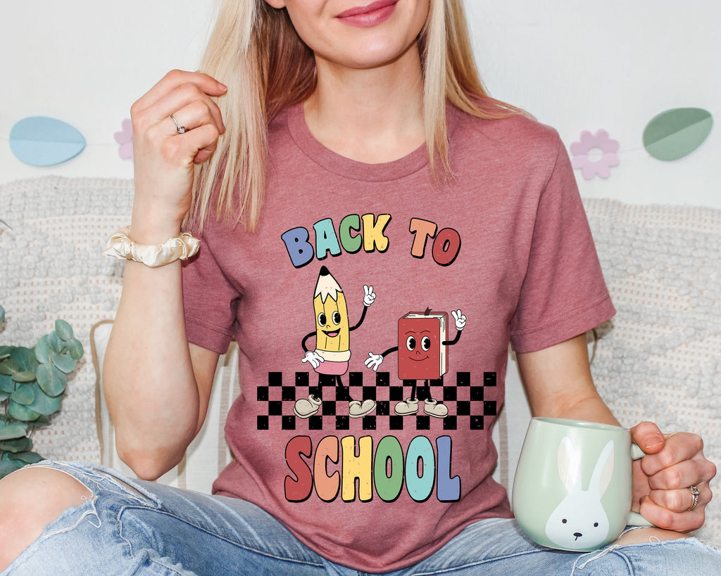 Back To School Teacher Shirt: Retro Pencil & Book Design