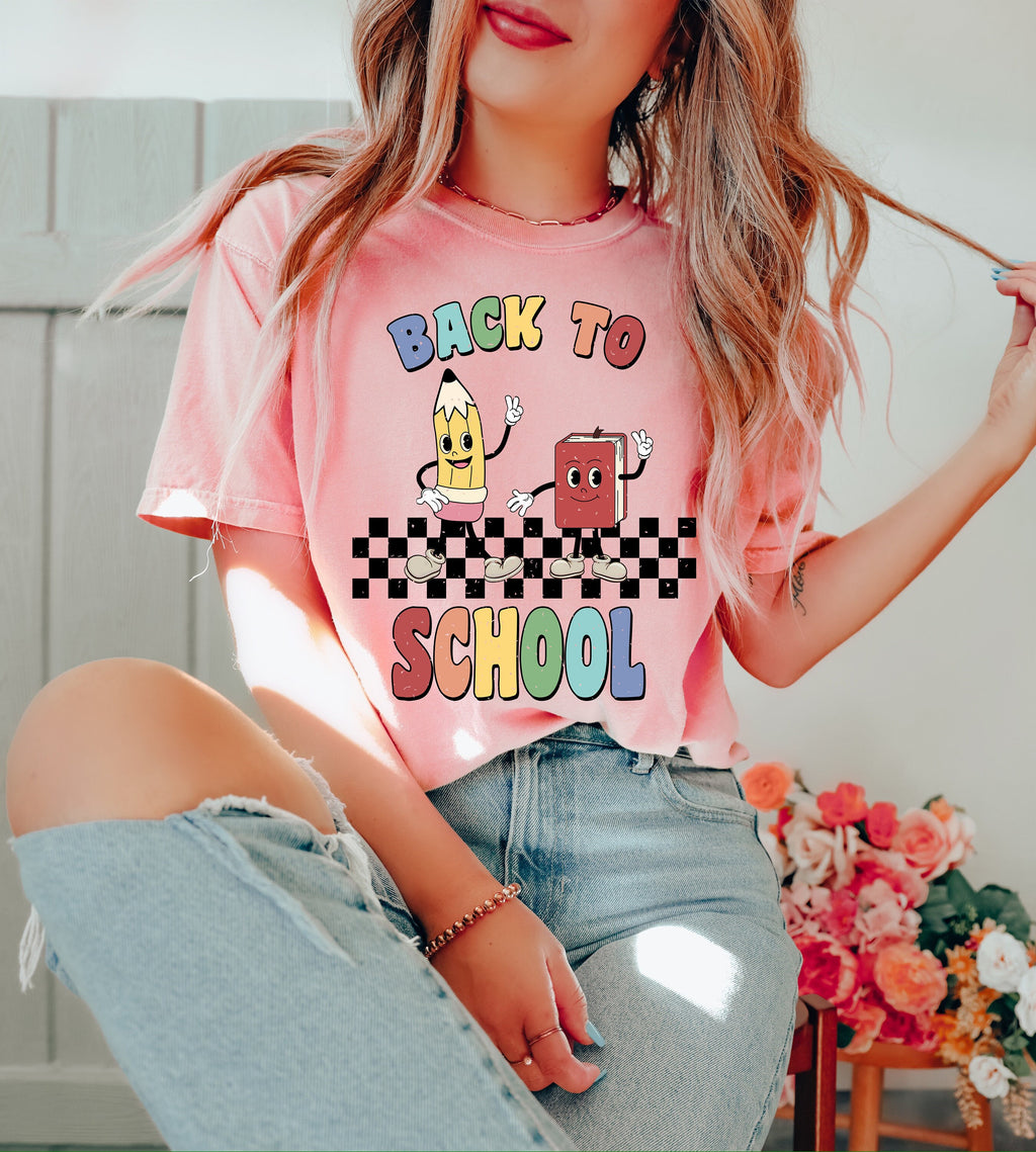 Back To School Teacher Shirt: Retro Pencil & Book Design