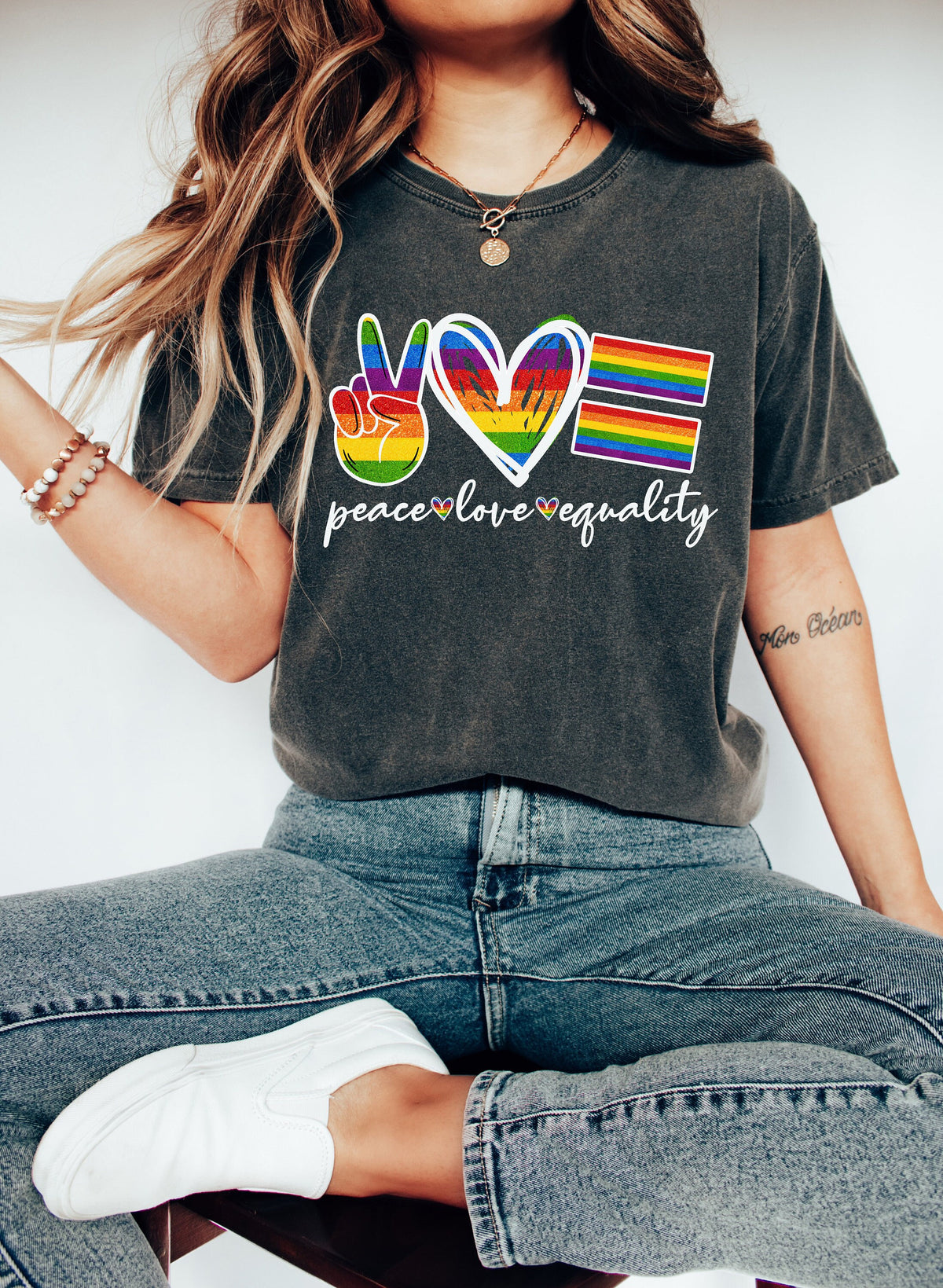 Pride Rainbow Shirt: Peace Love Equality LGBTQ Tee