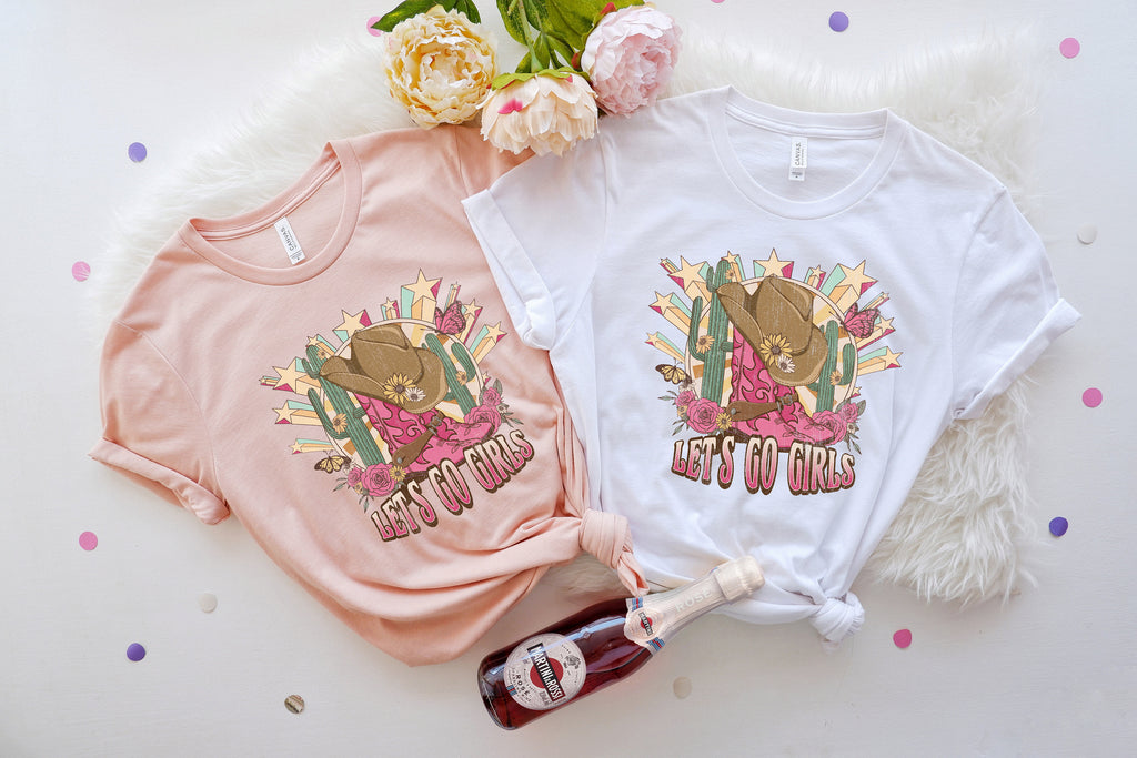 Let's Go Girls Graphic Tee: Retro Cowgirl T-Shirt