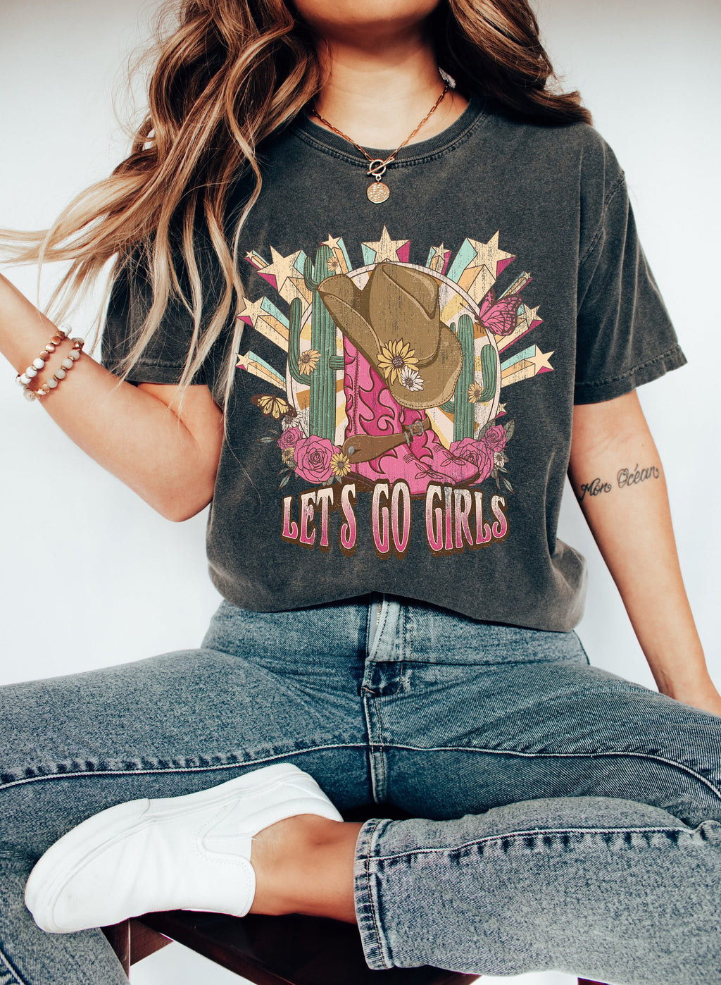 Let's Go Girls Graphic Tee: Retro Cowgirl T-Shirt