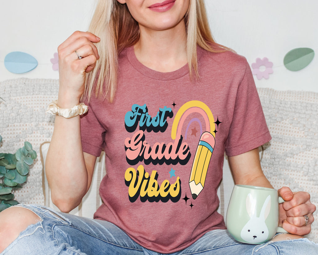 First Grade Vibes Teacher Shirt - Back To School Tee