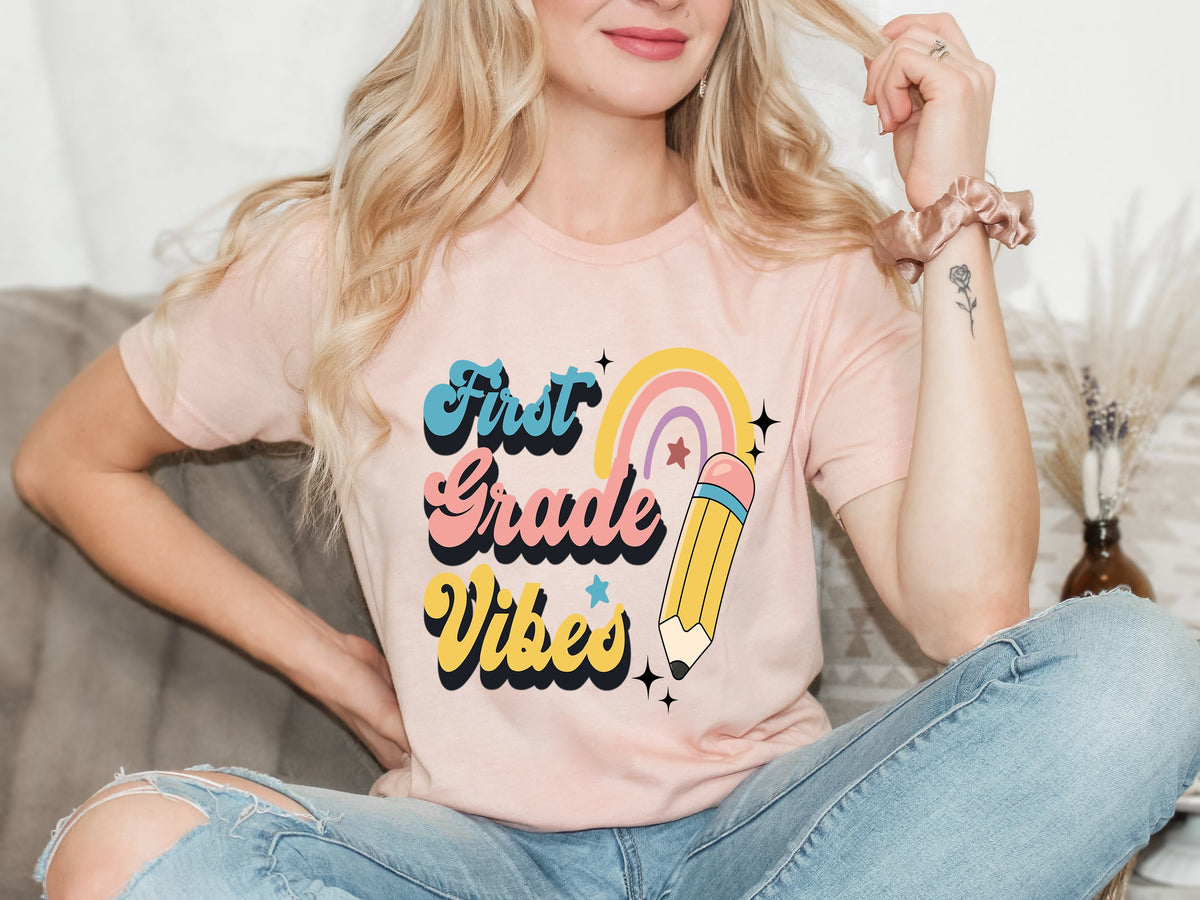 First Grade Vibes Teacher Shirt - Back To School Tee