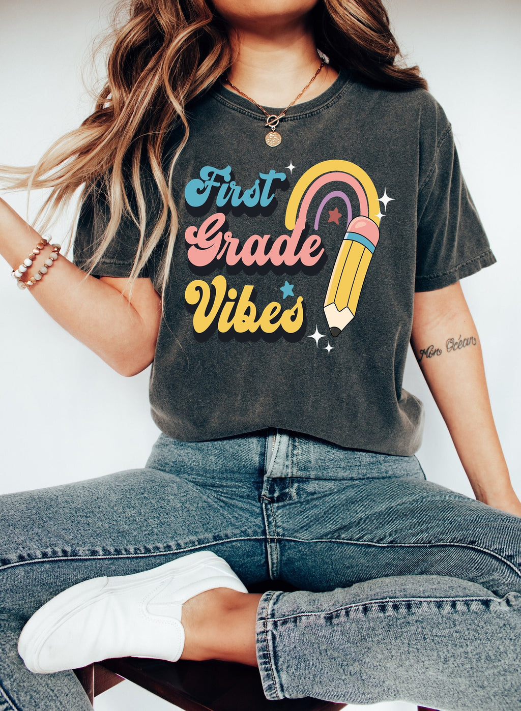 First Grade Vibes Teacher Shirt - Back To School Tee
