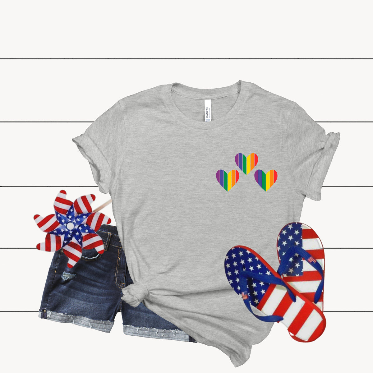 Pride Hearts Shirt: LGBT Rainbow Graphic Tee