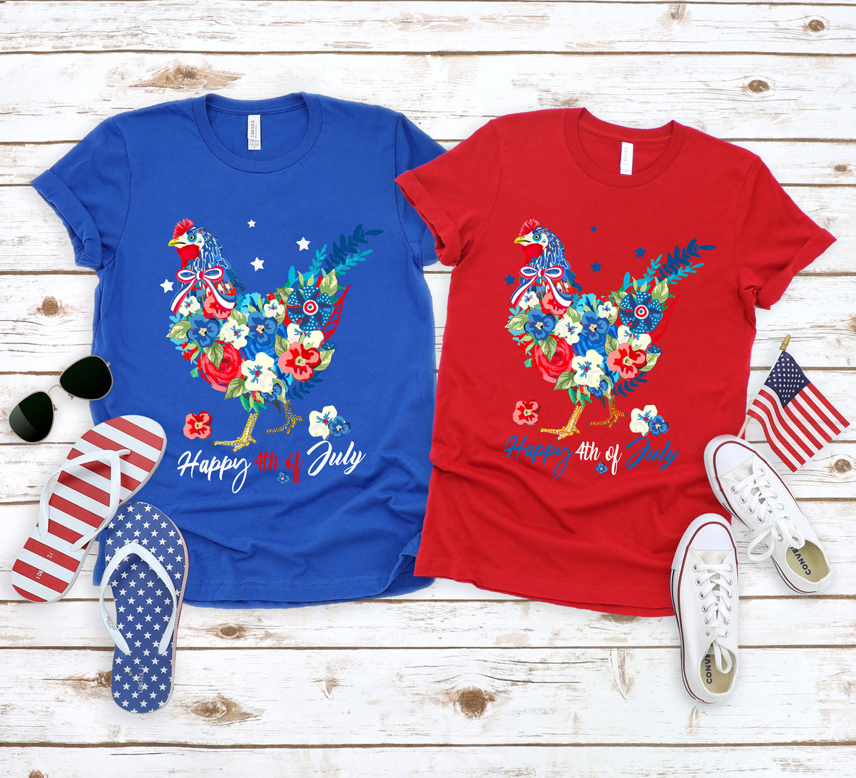 Stars and Stripes Chicken 4th of July Shirt