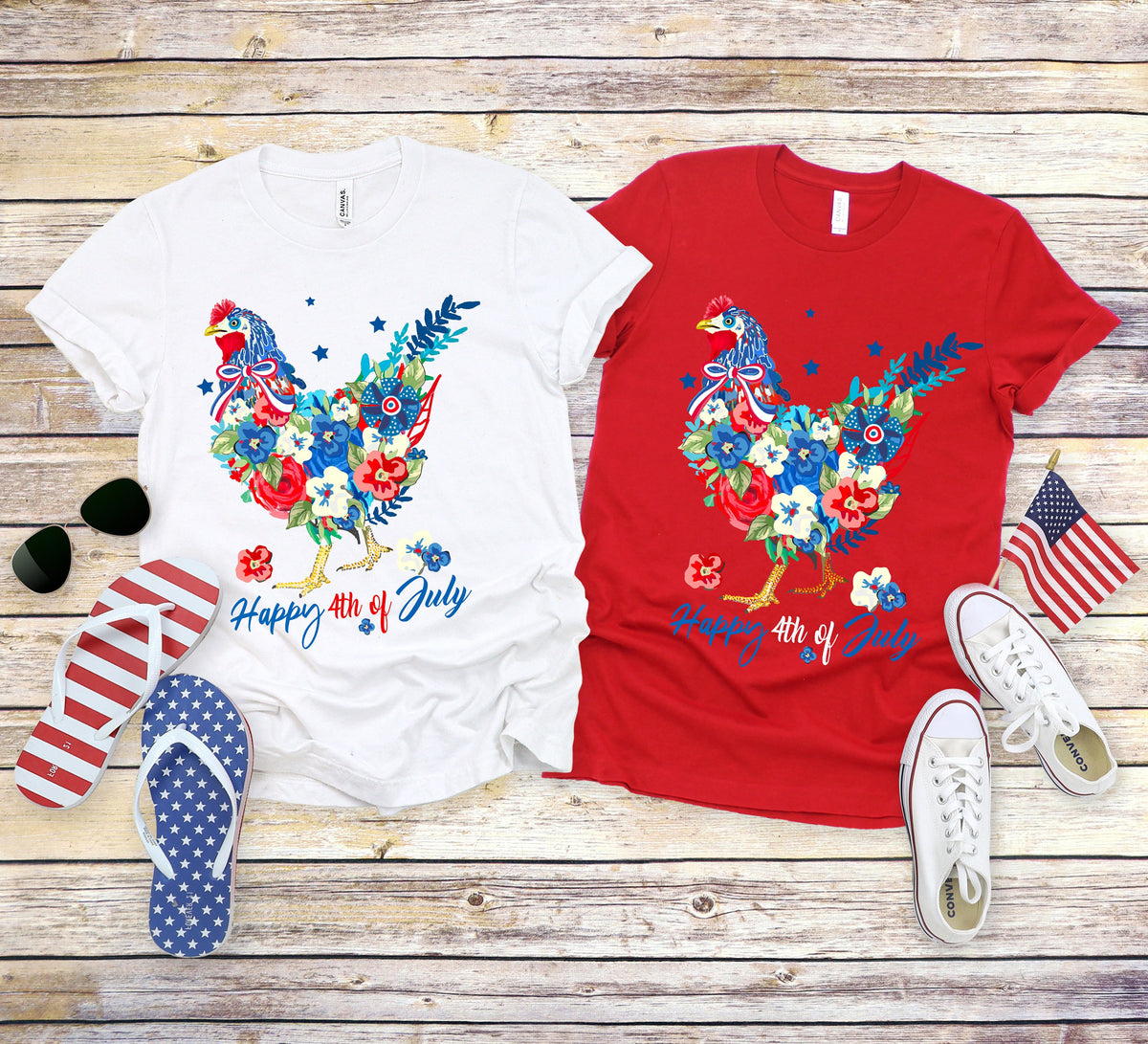Stars and Stripes Chicken 4th of July Shirt