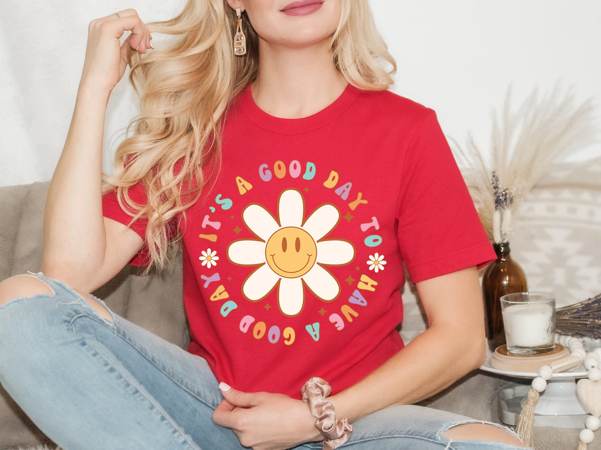 It's A Good Day T-Shirt: Teacher Outfit with Smiley Flower