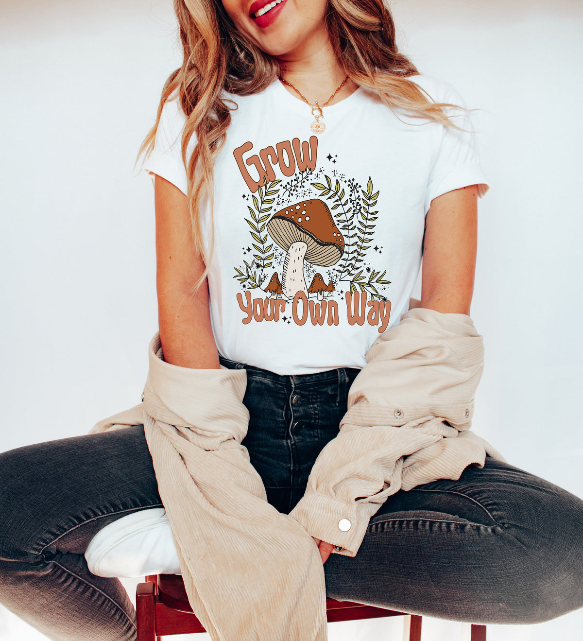 Mushroom Graphic Tee: Grow Your Own Way Vintage Style Shirt