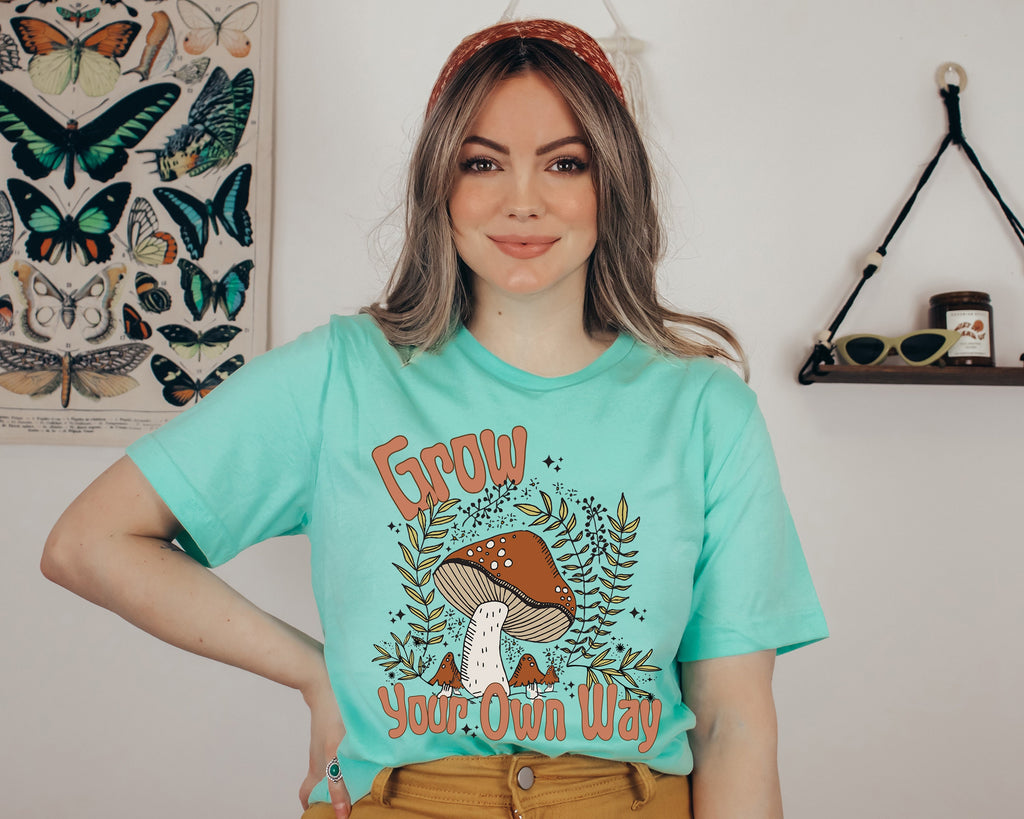 Mushroom Graphic Tee: Grow Your Own Way Vintage Style Shirt