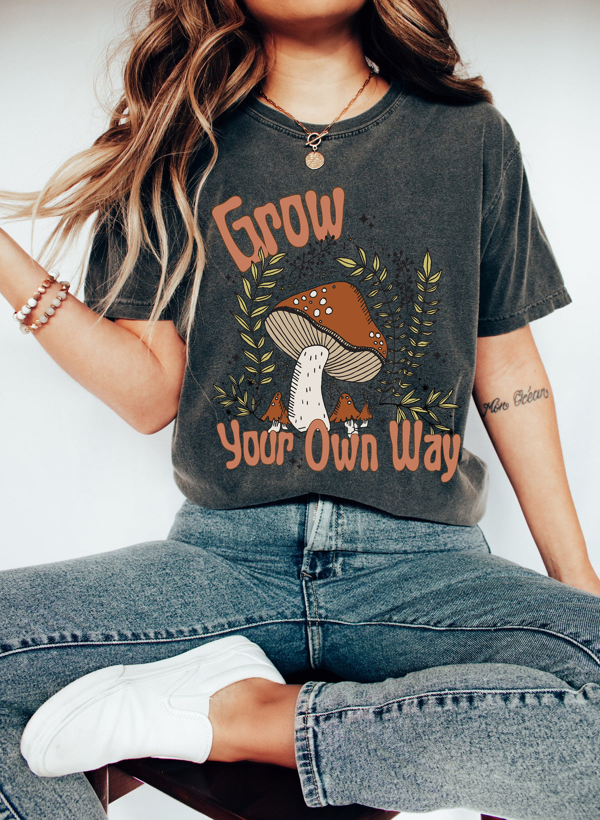 Mushroom Graphic Tee: Grow Your Own Way Vintage Style Shirt