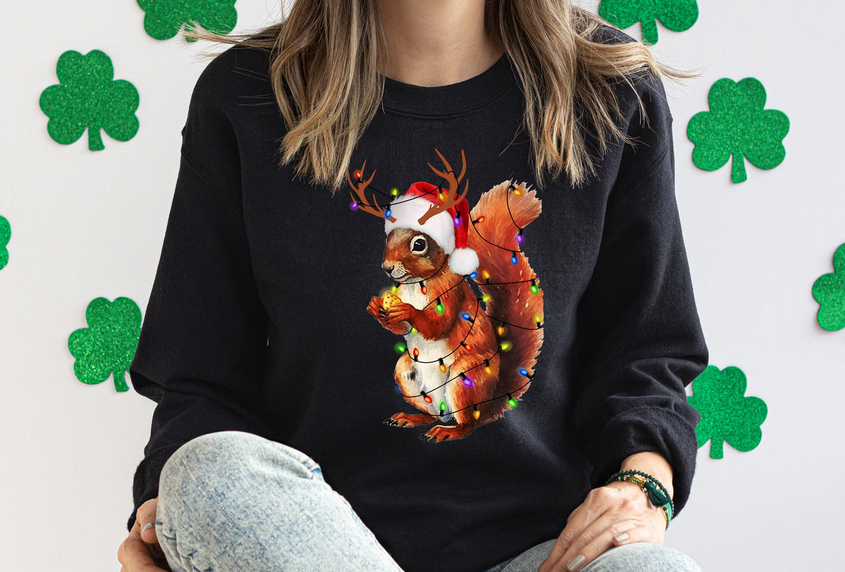 Christmas Squirrel Lights T-Shirt: Festive Holiday Tee