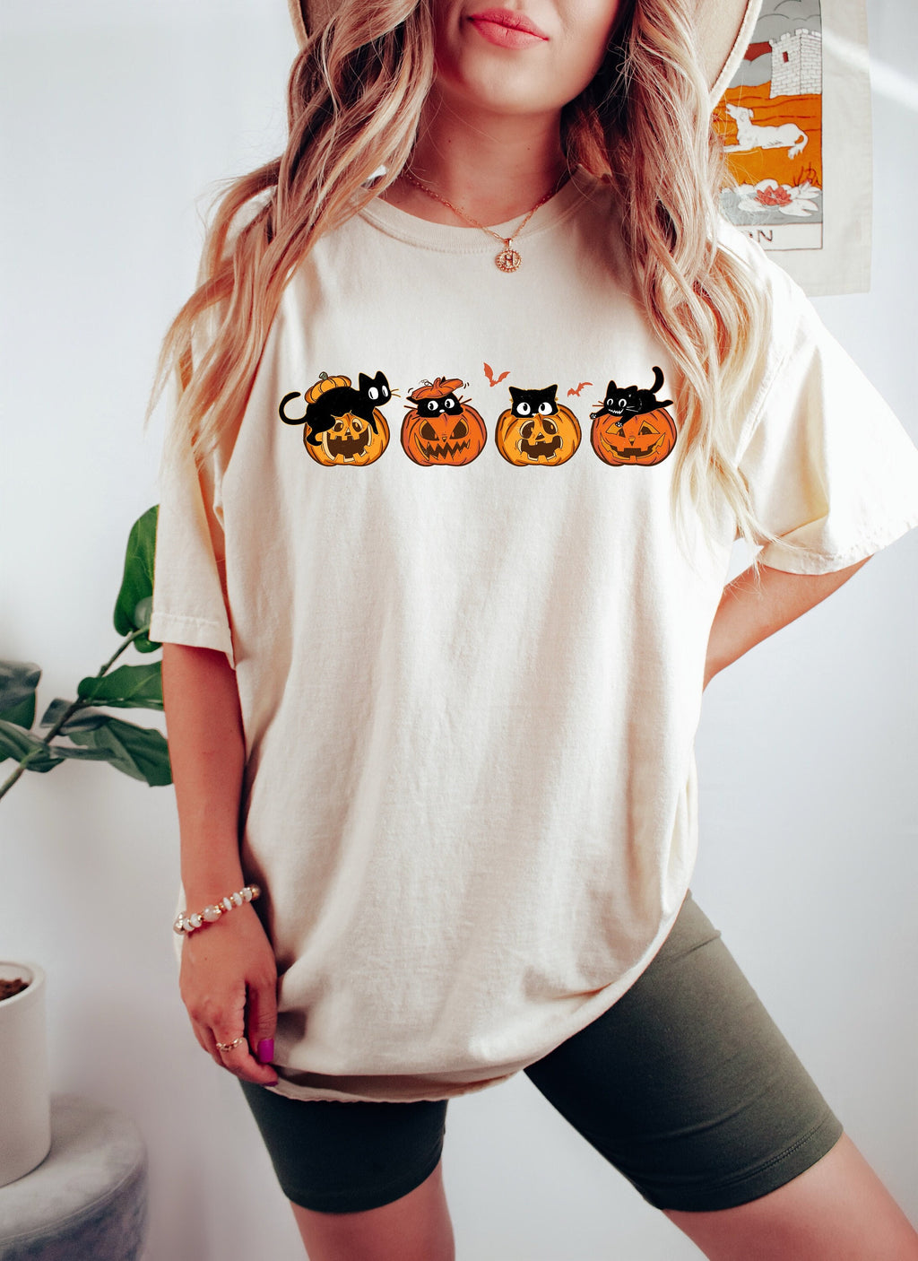 Halloween Cat Sweatshirt: Spooky Black Cats & Pumpkins