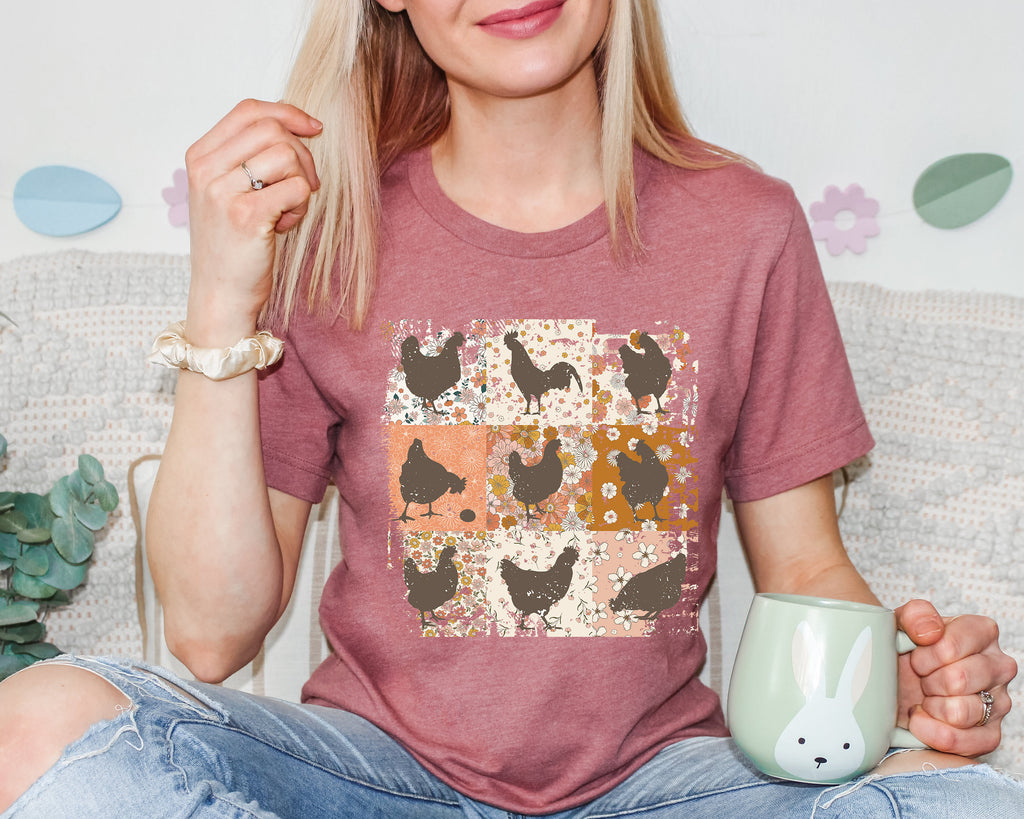 Floral Chicken Shirt: 4H Farm Egg Humor Tee