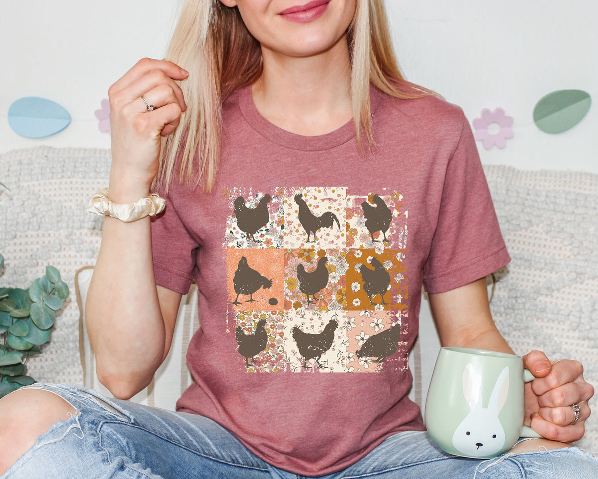 Floral Chicken Shirt: 4H Farm Egg Humor Tee