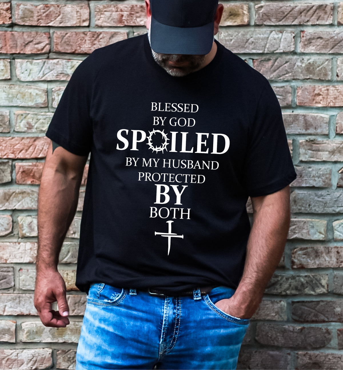 Blessed By God Spoiled By My Husband T-Shirt: Faith Christian Mom Shirt