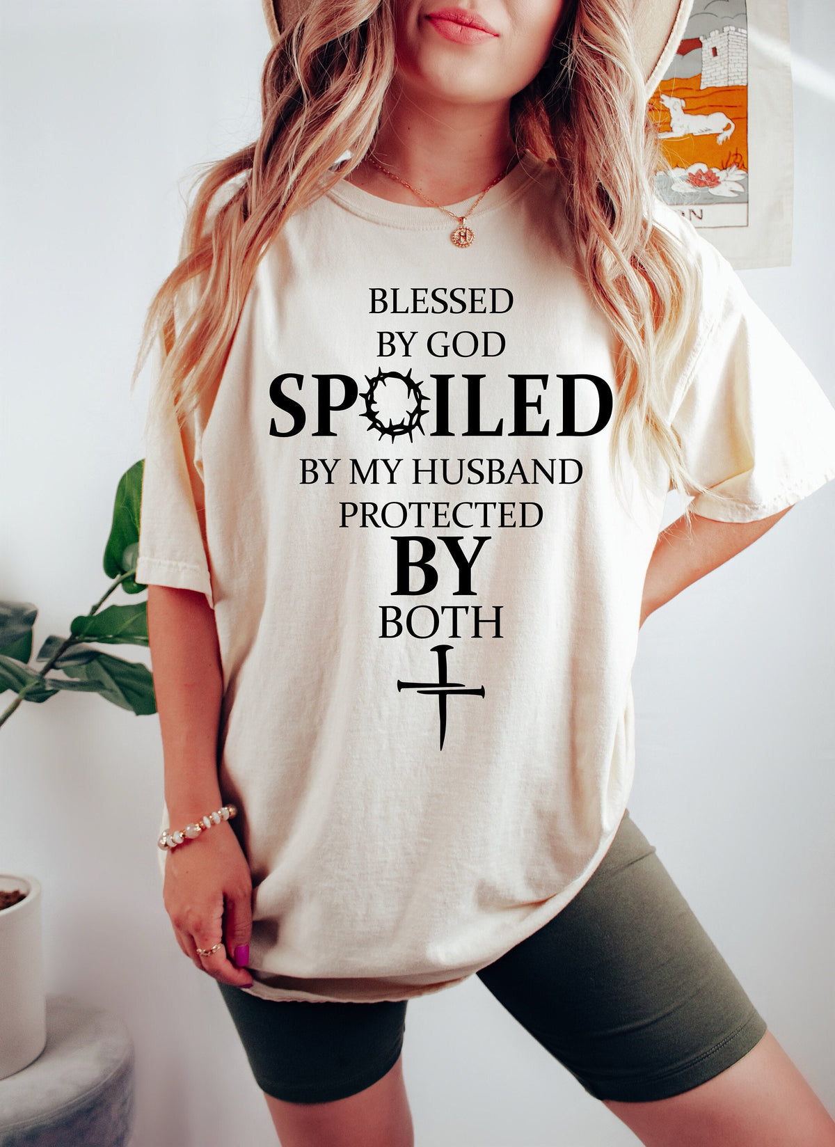 Blessed By God Spoiled By My Husband T-Shirt: Faith Christian Mom Shirt