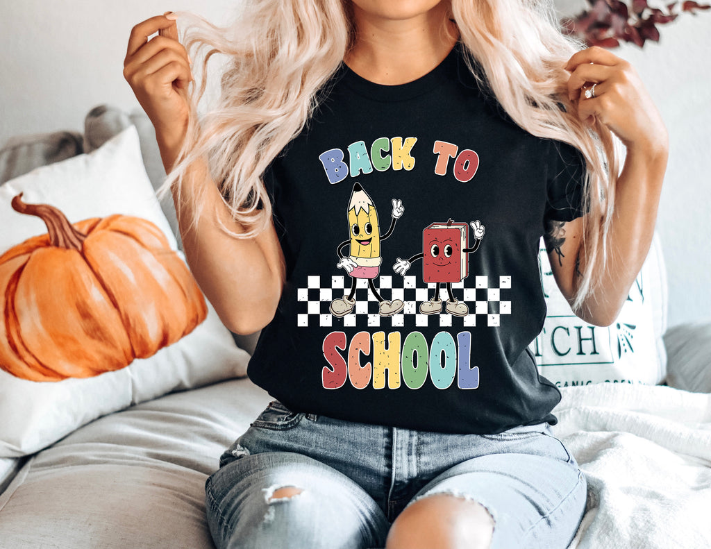 Back To School Teacher Shirt: Retro Pencil & Book Design