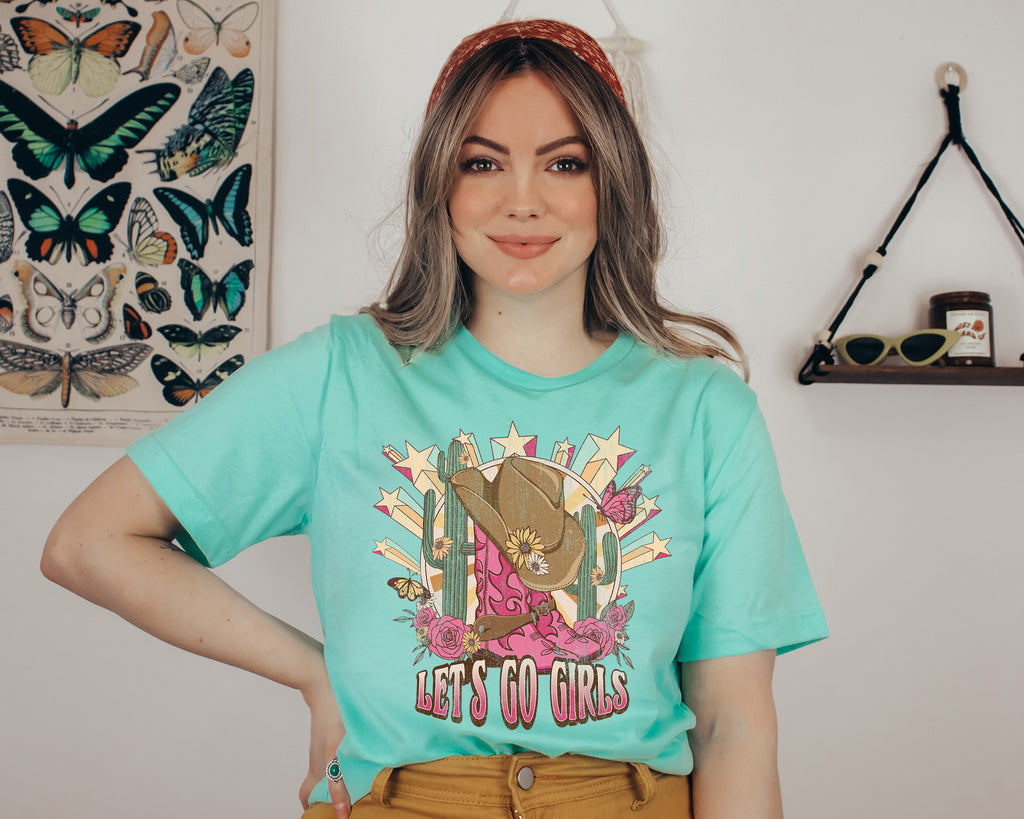 Let's Go Girls Graphic Tee: Retro Cowgirl T-Shirt