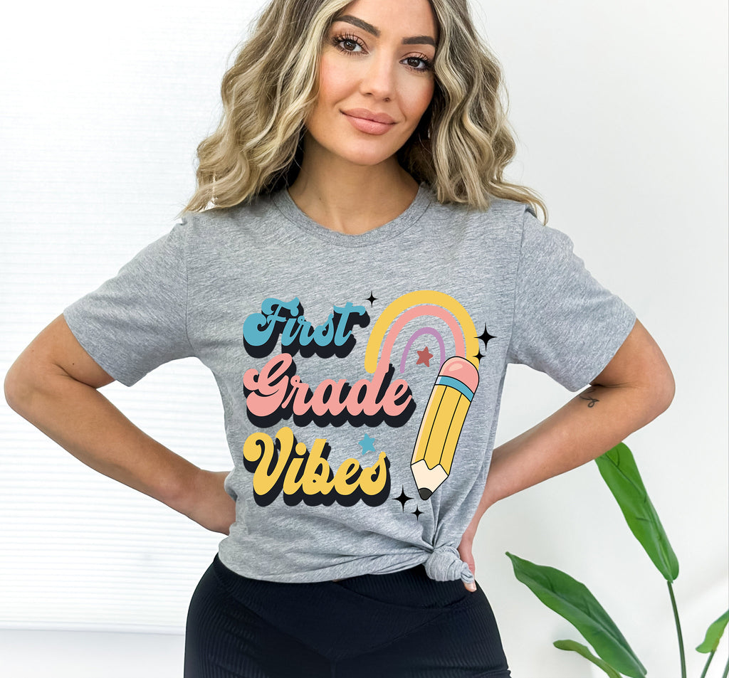 First Grade Vibes Teacher Shirt - Back To School Tee