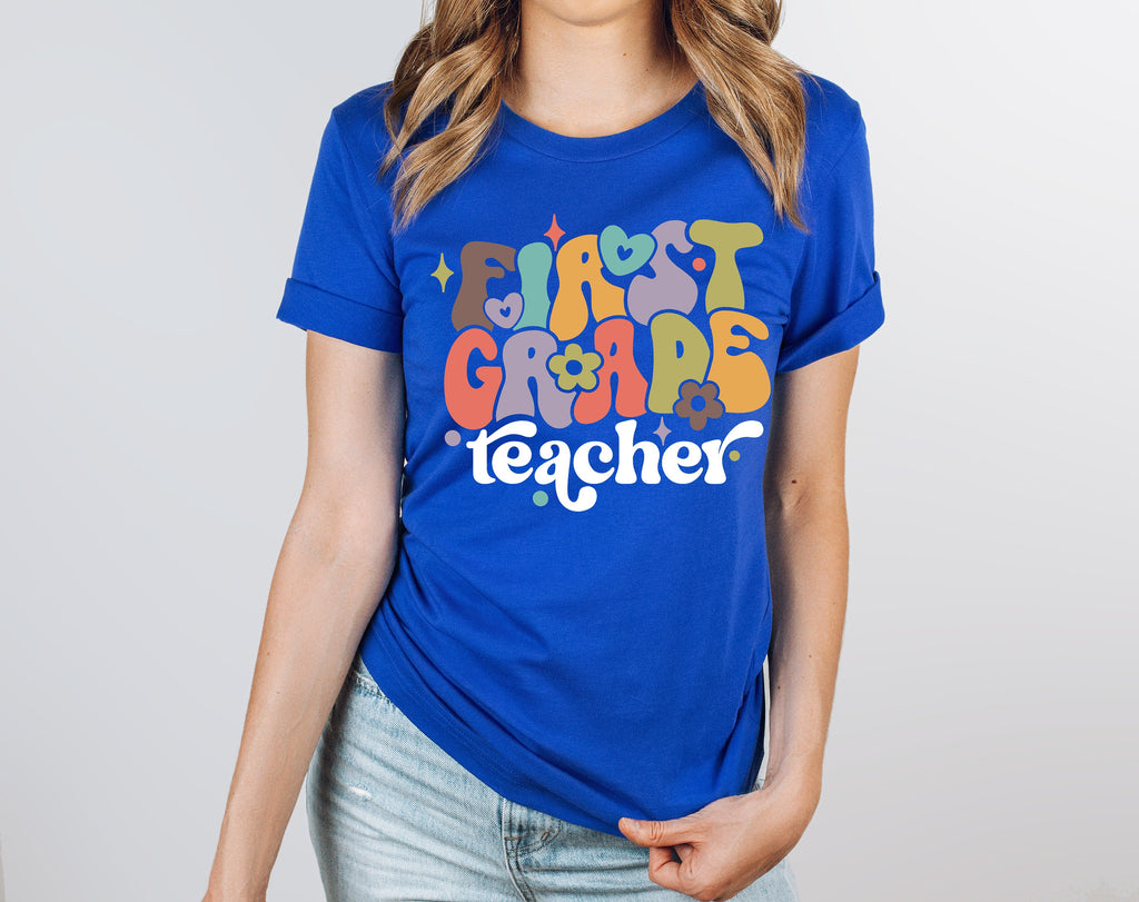 First Grade Teacher Shirt: Retro Back To School Tee