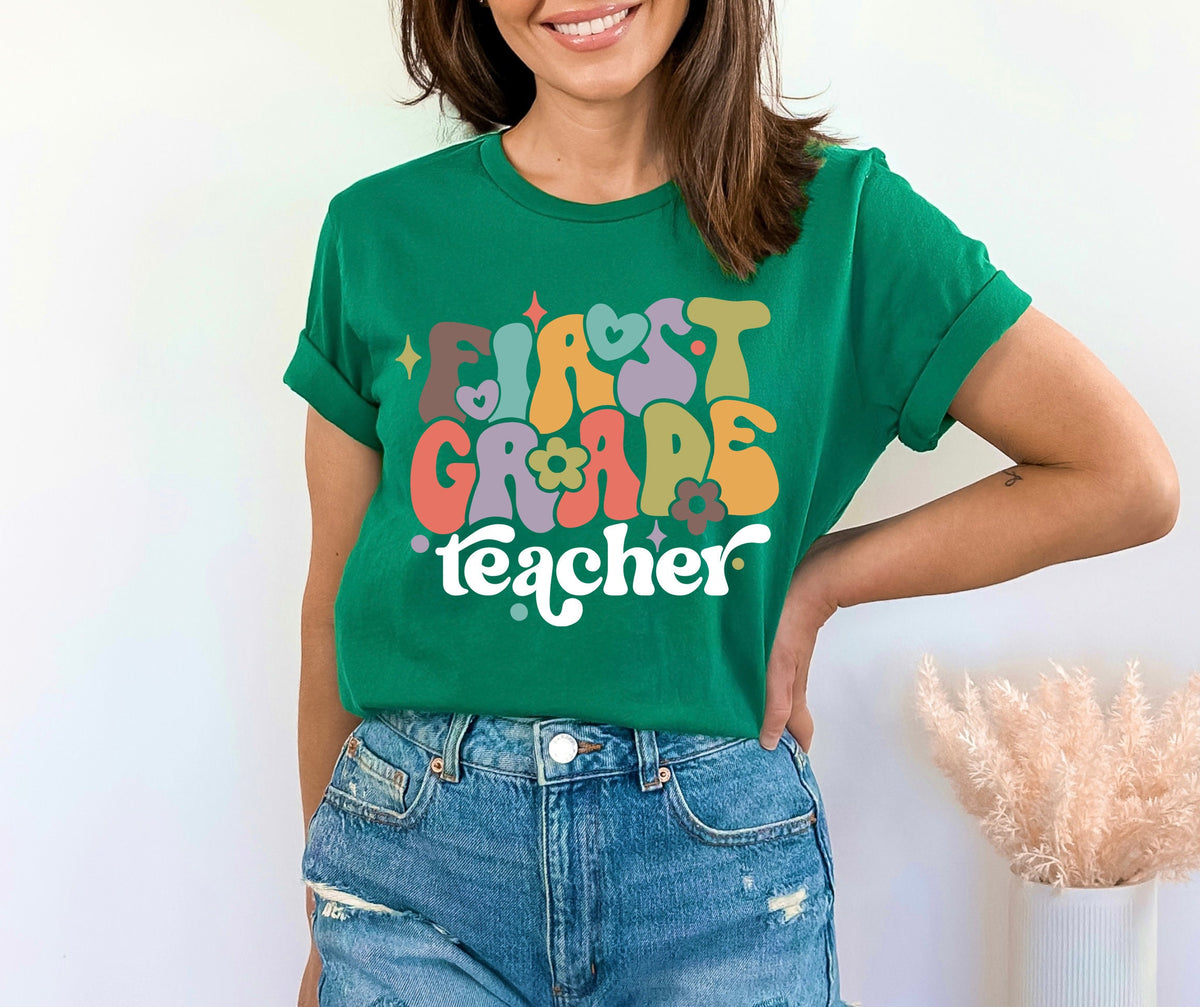 First Grade Teacher Shirt: Retro Back To School Tee
