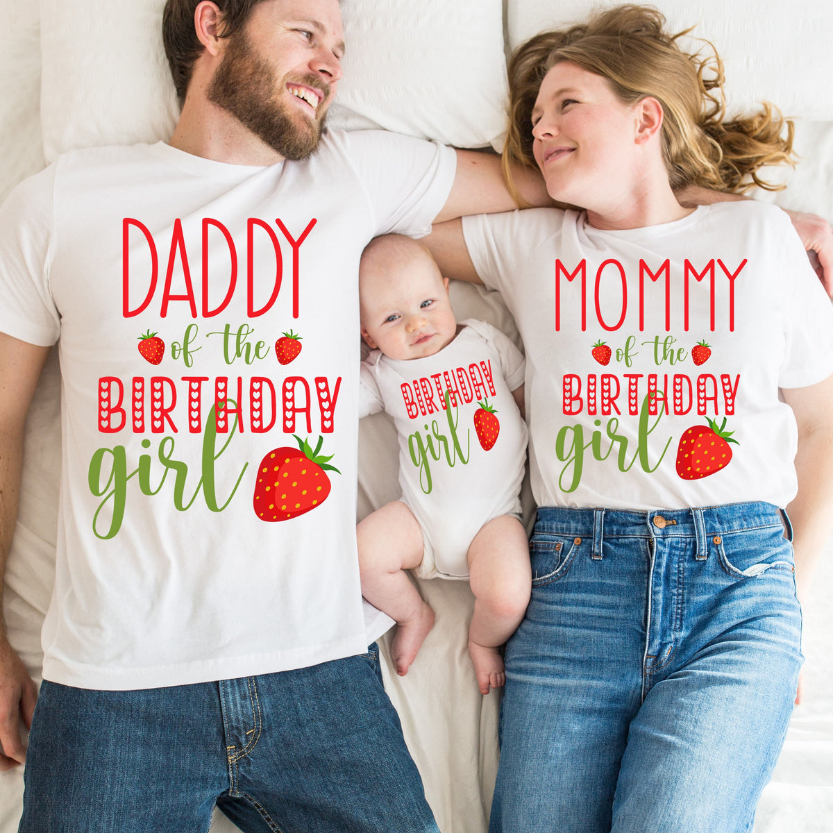 Strawberry Birthday Matching Family Shirts: 1st Birthday Party