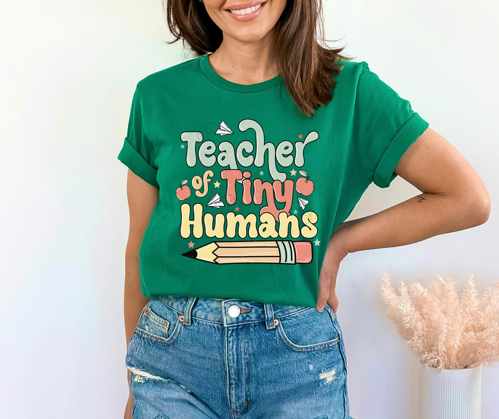 Teacher of Tiny Humans Shirt: Boho Pre-K Teacher T-Shirt