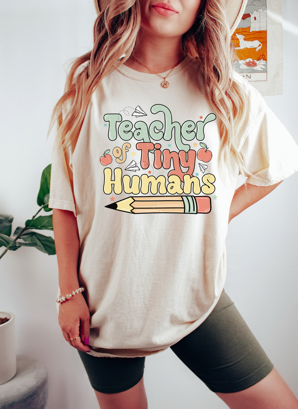 Teacher of Tiny Humans Shirt: Boho Pre-K Teacher T-Shirt