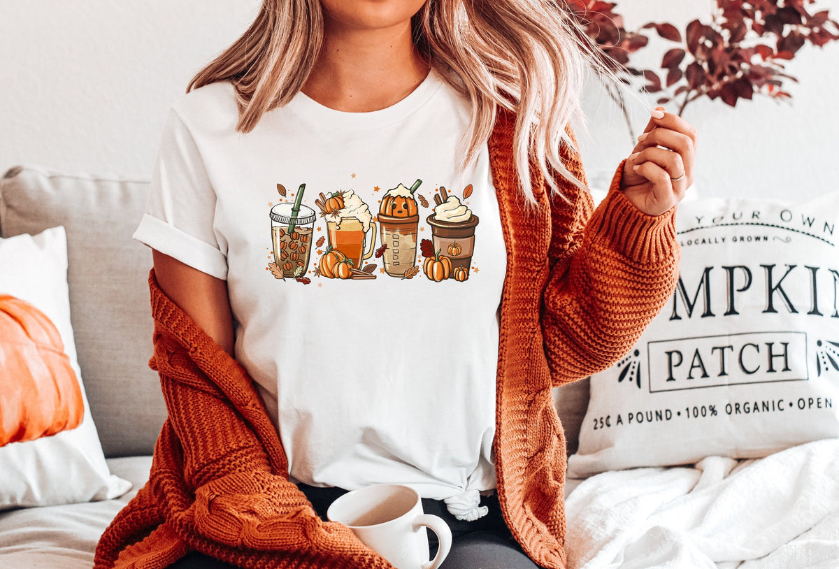 Fall Coffee Drinks Sweatshirt, Pumpkin Spice Latte Tee