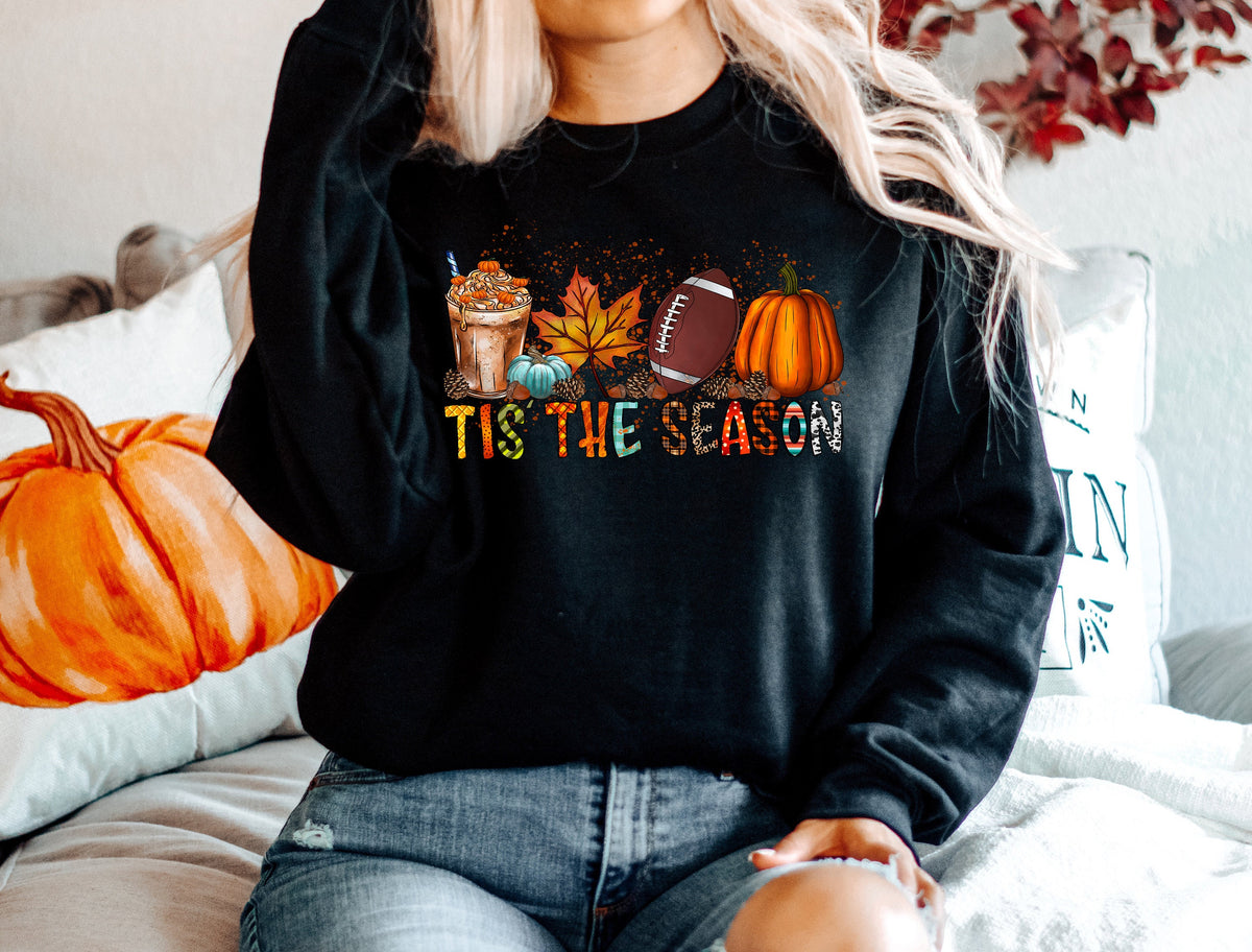 Tis The Season Shirt: Women's Fall Football Pumpkin Tee