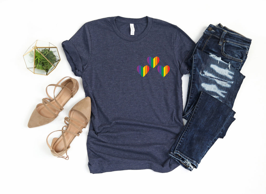 Pride Hearts Shirt: LGBT Rainbow Graphic Tee