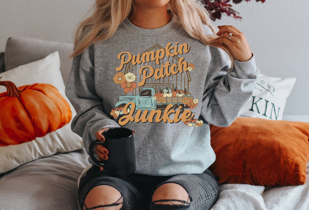 Pumpkin Patch Junkie Sweatshirt: Fall Thanksgiving T-Shirt
