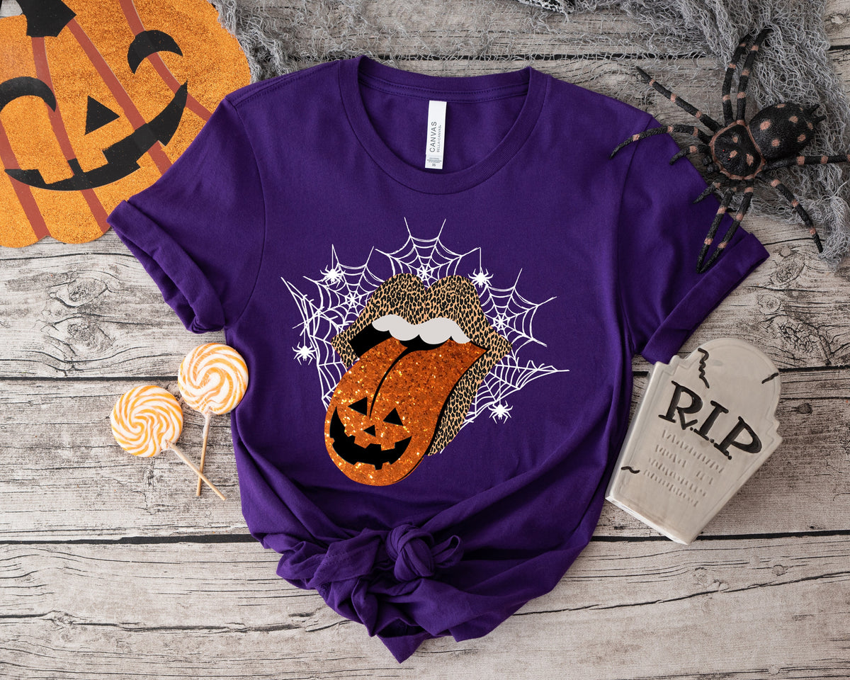 Leopard Pumpkin Lips Halloween Shirt